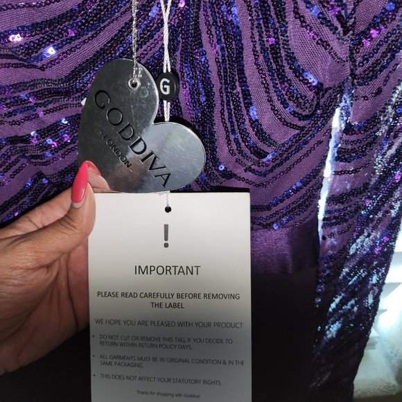 GODDIVA One Shoulder Sequin Jumpsuit (Purple) - Picture 3 of 4